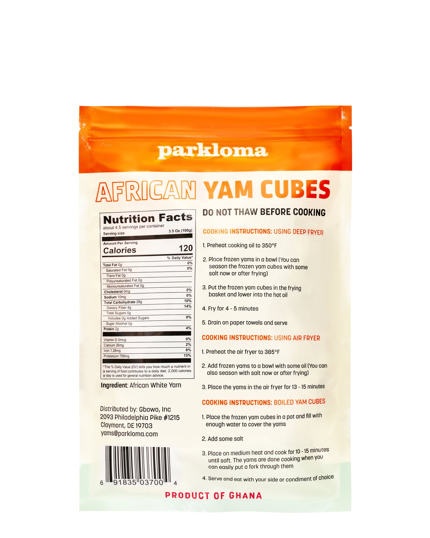 Parkloma African Yam Cubes - 4 LB Box